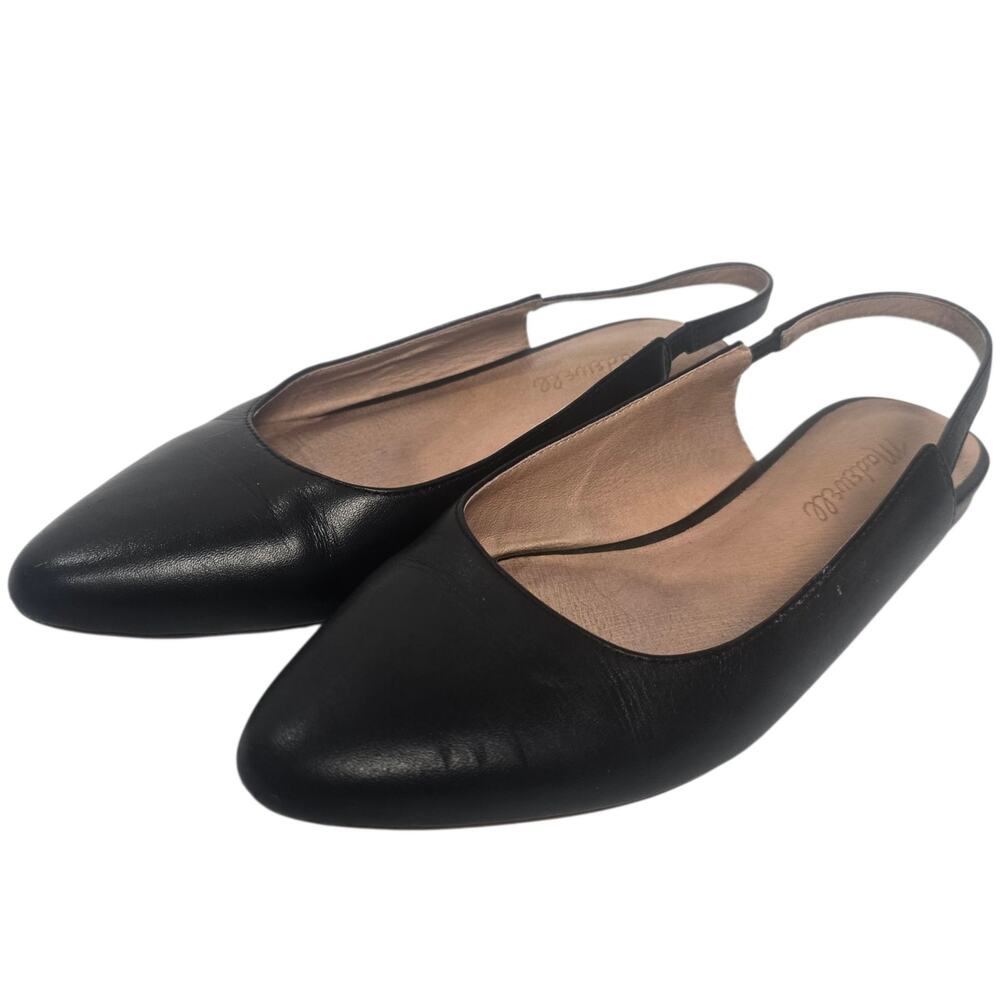 Madewell Margot Slingback Flats Women Sz 7 Black Leather Slip On Minimalist Twee